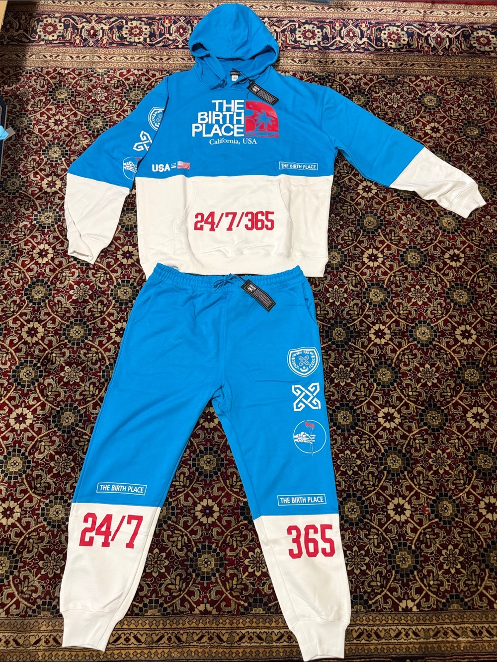 The Birth Place California USA Blue Graphic jogger set cotton